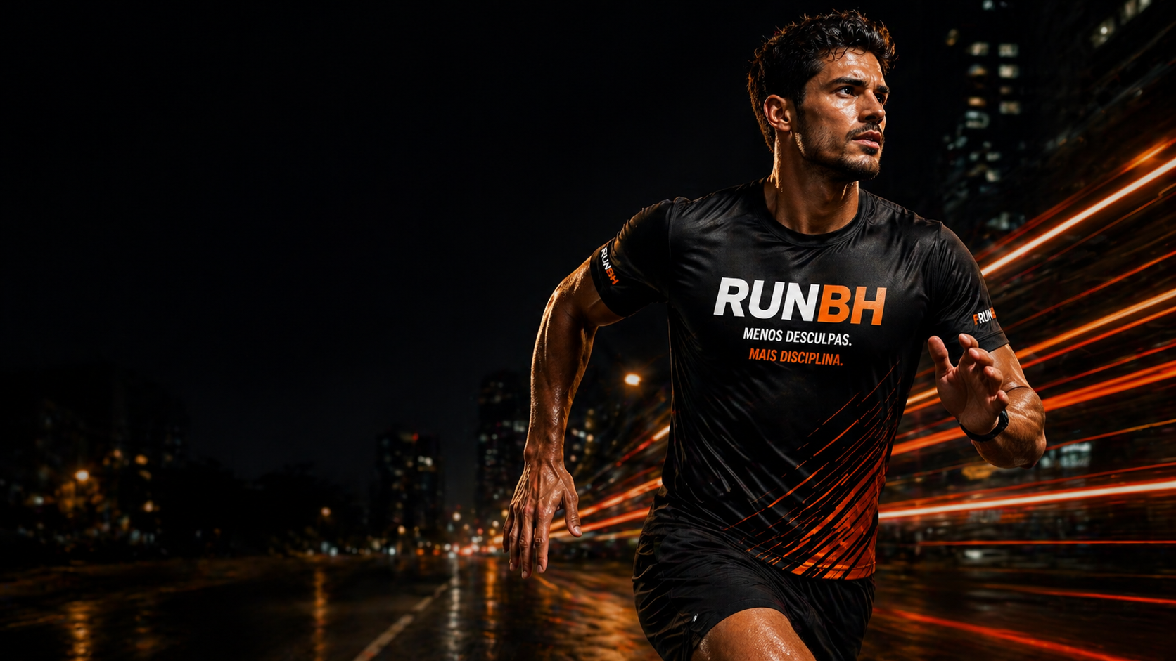 Corredor RunBH em movimento à noite em Belo Horizonte
